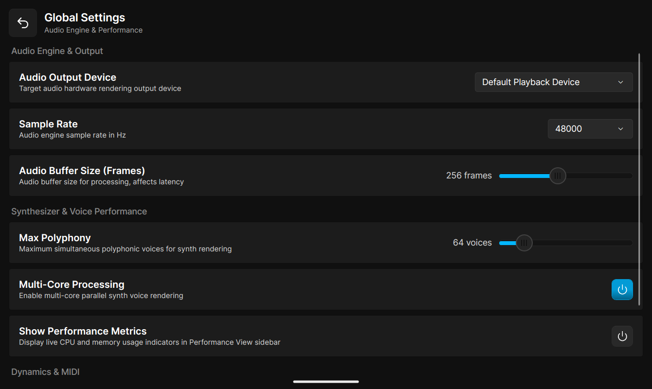 Audio Settings UI